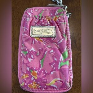 Lilly Pulitzer Wristlet Wallet ID Card Holder Pink Floral